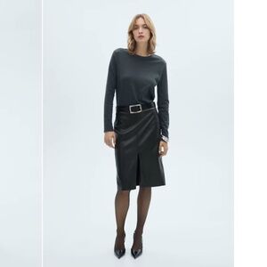 MNG Mango Leather Pencil Skirt Classic Five Pocket Vegan XS